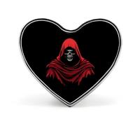 Spilla carina con mantello rosso del Grim Reaper, distintivo in metallo a forma di cuore, per uomo e donna, per vestiti, borse, cappelli, gioielli, accessori