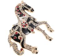 Spilla Cavallo con Cristalli e Smalto Nero, Stile Palazzo