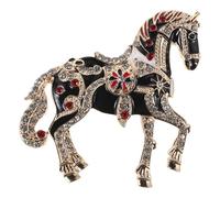 Spilla Cavallo in Smalto con Cristalli, Nero, Stile Palazzo