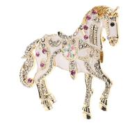 Spilla Cavallo Smaltata con Cristalli, Gioiello Elegante Bianco | Stile Vintage Palazzo, per Eventi e Incontri Sociali, Richiamo 2026 Anno del Cavallo