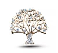 Spilla celtica a forma di albero della vita, placcata in oro, con cristalli cechi