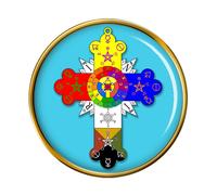 Spilla Christian A Forma Di Croce Con Rosa