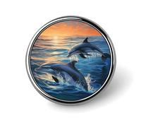 Spilla circolare alla moda con delfini nel mare, distintivo per colletto da donna e uomo, decorazione per regali