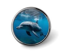 Spilla circolare alla moda con delfini nell'oceano, distintivo per colletto da donna e uomo, decorazione da regalo