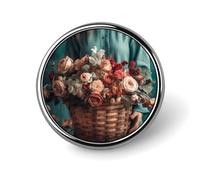 Spilla circolare alla moda con donna che tiene un cesto, distintivo per colletto da donna e uomo, decorazione per regali