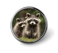 Spilla circolare alla moda con simpatico procione, distintivo per colletto da donna e uomo, decorazione per regali