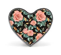 Spilla classica a forma di cuore con fiore di rosa, in metallo, per uomo e donna, per abbigliamento, borsa, cappello, gioielli e accessori.