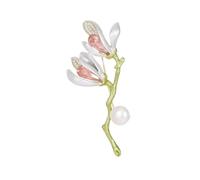 Spilla classica a forma di fiore di magnolia con dettagli a petalo intricato materiali in lega per abiti abiti abiti elegante occasione usura spilla accessorio, Misura unica, come descritto