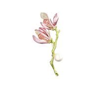 Spilla classica con fiore di magnolia con dettagli di petalo complicati materiali in lega per abiti in metallo antico, Taglia unica, come descritto