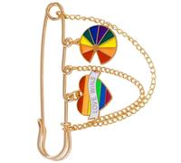 Spilla colorata a forma di amore in lega con design a catena elegante per ogni occasione, One Size, come descritto