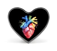 Spilla colorata a forma di cuore con anatomia, distintivo a forma di cuore, bottone, cravatta, risvolto, zaino, decorazione per uomo e donna