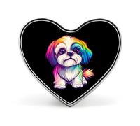 Spilla colorata a forma di Shih Tzu per donne e uomini, spilla con distintivo a forma di cuore per feste e matrimoni