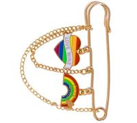 Spilla colorata in lega a forma amore da indossare ogni | Spilla con catena a cuore multicolore, spilla in lega con tema amore arcobaleno per l ' uso quotidiano o eventi