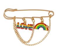 Spilla colorata in lega a forma amore da indossare ogni | Spilla con catena a cuore multicolore, spilla in lega con tema amore arcobaleno per l ' uso quotidiano o eventi