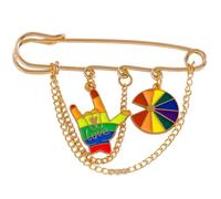 Spilla colorata in lega a forma amore da indossare ogni | Spilla con catena a cuore multicolore, spilla in lega con tema amore arcobaleno per l ' uso quotidiano o eventi