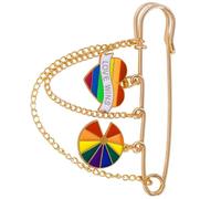 Spilla colorata in lega a forma amore da indossare ogni | Spilla con catena a cuore multicolore, spilla in lega con tema amore arcobaleno per l ' uso quotidiano o eventi