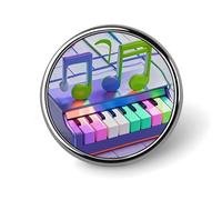 Spilla colorata per tastiera di pianoforte con nota musicale, spilla in metallo personalizzata, spilla rotonda classica, spilla smaltata, simpatica, divertente, per giacche, zaini, borse, cappotti
