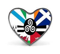 Spilla combinata a forma di cuore con bandiera delle nazioni celtiche, spille da bavero, cravatta, abiti, accessori per matrimoni, compleanni, per uomini e donne, Love form, Metallo