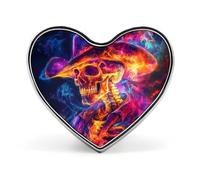 Spilla commemorativa a forma di cuore colorato con scheletro occidentale, unisex, in metallo, con bottone, per abito, cappotto, zaino, matrimonio