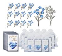 Spilla commemorativa con scritta "Forget Me Not", set da 6/12/21 con 7 spille di memoria blu non ti scordar di me, biglietti commemorativi, sacchetti di organza, bomboniere funerarie, regalo per lutto