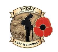 Spilla commemorativa in metallo smaltato per anniversario della Seconda Guerra Mondiale del D Day 80° Anniversario