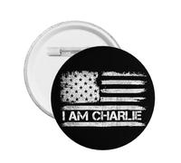 spilla commemorativa "Io sono Charlie Kirk" con scritta "Riposa in pace" e bottone rotondo "Charlie Kirk", decorazione per petto.