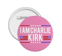spilla commemorativa "Io sono Charlie Kirk" con scritta "Riposa in pace" e bottone rotondo "Charlie Kirk", decorazione per petto.
