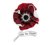 Spilla commemorativa papaveri rossi papaveri spilla fiore spille smaltate strass spilla commemorativa regali per le donne fiore pin, Misura unica, come descritto