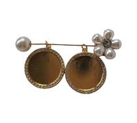 Spilla commemorativa per gioielli con inserto fotografico con perle floreali abbellimento forte chiusura a perno regalo evento formale pietre preziose in vetro ciondolo foto gioielli, 2 photo frames