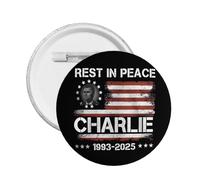 Spilla commemorativa "Riposa in pace Charlie Kirk" con tributo a Charlie 1993-2025, spilla rotonda con decorazione