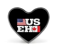 Spilla commemorativa unisex in metallo con bandiera statunitense e canadese, a forma di cuore, con bottone, per abito, cappotto, zaino, matrimonio