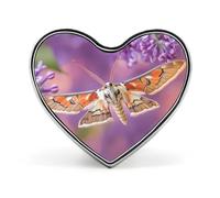 Spilla commemorativa unisex in metallo con cuore a forma di falena dal ventre rosso, spilla da bavero, bottone, accessorio per cappotto, zaino, matrimonio