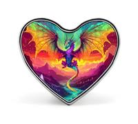 Spilla commemorativa unisex in metallo con cuore di diamante e drago colorato, spilla da bavero, bottone, accessorio per abito, cappotto, zaino, matrimonio