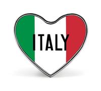 Spilla commemorativa unisex in metallo con scritta "I Love Italy" a forma di cuore, con bottone, per abito, cappotto, zaino, matrimonio