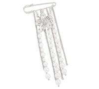 Spilla con accenti perle e fiori Distintivo a catena con frange e perline per eventi formali spilla per corpetto per camicetta Elegante distintivo perle da donna