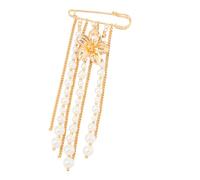 Spilla con accenti perle e fiori Distintivo a catena con frange e perline per eventi formali spilla per corpetto per camicetta Elegante distintivo perle da donna
