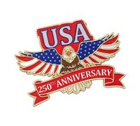 Spilla con aquila Americans Independence Day 250th Anniversary Badge Accessorio abbigliamento per abiti formali e casual Spilla armata commemorativa