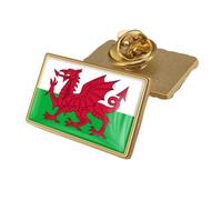 Spilla Con Bandiera Del Galles - Distintivo Con Spilla Con Bandiera Di Cristallo Stampata Spille Con Bandiera Nazionale Sventolante Spilla Regalo Souvenir Per Uomini E Donne Rettangolo