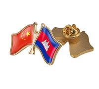 Spilla Con Bandiera Dell'Amicizia Tra Cina E Cambogia - Spilla Con Bandiera Patriottica In Cristallo Stampata Spilla Con Bandiera Regalo Souvenir Per Uomini E Donne Farfalla A