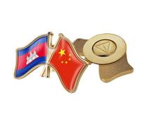 Spilla Con Bandiera Dell'Amicizia Tra Cina E Cambogia - Spilla Con Bandiera Patriottica In Cristallo Stampata Spilla Con Bandiera Regalo Souvenir Per Uomo E Donna Magnetica B