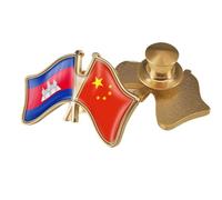 Spilla Con Bandiera Dell'Amicizia Tra Cina E Cambogia - Spilla Con Bandiera Patriottica In Cristallo Stampata Spilla Con Bandiera Regalo Souvenir Per Uomo E Donna Bottone B