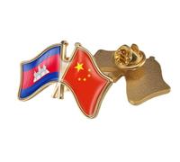 Spilla Con Bandiera Dell'Amicizia Tra Cina E Cambogia - Spilla Con Bandiera Patriottica Stampata In Cristallo Spilla Con Bandiera Regalo Souvenir Per Uomini E Donne Farfalla B