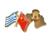 Spilla Con Bandiera Dell'Amicizia Tra Cina E Grecia - Spilla Geometrica Con Stemmi Patriottici Spilla Artistica Spilla Con Mappa Gioielli Creativi Per Donne Uomini Feste Viaggi Regalo Pulsante B
