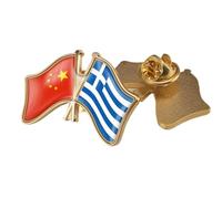 Spilla Con Bandiera Dell'Amicizia Tra Cina E Grecia - Spilla Geometrica Con Stemmi Patriottici Spilla Artistica Spilla Con Mappa Gioielli Creativi Per Donne Uomini Feste Viaggi Regalo Farfalla A