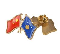 Spilla Con Bandiera Intersecata Cina E Kosovo - Spille Con Stampa Geometrica Classica In Cristallo Distintivi Per Risvolto Spille Per Bottoni Da Giacca E Zaino Spille Per Accessori Farfalle A
