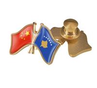 Spilla Con Bandiera Intersecata Cina E Kosovo - Spille Con Stampa Geometrica Classica In Cristallo Distintivi Per Risvolto Spille Per Bottoni Per Giacche E Camicie Spille Per Accessori Bottoni A