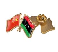 Spilla Con Bandiera Intersecata Cina E Libia - Spilla Da Bavero Con Bandiera Magnetica Geometrica In Stile Nazionale Spilla Con Emblema Nazionale Accessorio Distintivo Per Uomo E Donna Farfalla A