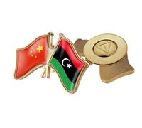 Spilla Con Bandiera Intersecata Cina E Libia - Spilla Da Bavero Con Bandiera Magnetica Geometrica In Stile Nazionale Spilla Con Emblema Nazionale Accessorio Distintivo Per Uomo E Donna Magnetico A