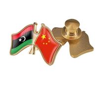 Spilla Con Bandiera Intersecata Cina E Libia - Spilla Magnetica Geometrica In Stile Nazionale Con Bandiera Spilla Con Emblema Nazionale Accessorio Distintivo Per Uomo E Donna Bottone B