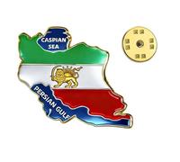 Spilla con bandiera 'Iran, spilla smaltata a forma di mappa, souvenir patriottico in metallo con forte pochette sul retro, accessorio portatile in lega con finitura lucida, 'orgoglio